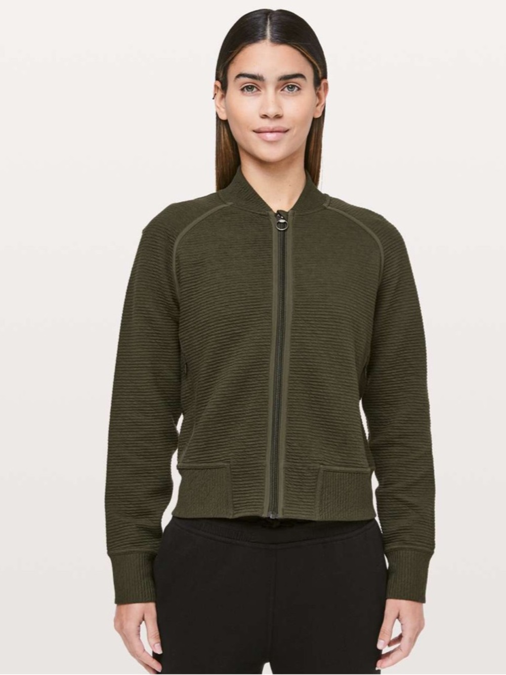 Lululemon On Repeat Bomber Dark Olive Green size 8 - Picture 6 of 16